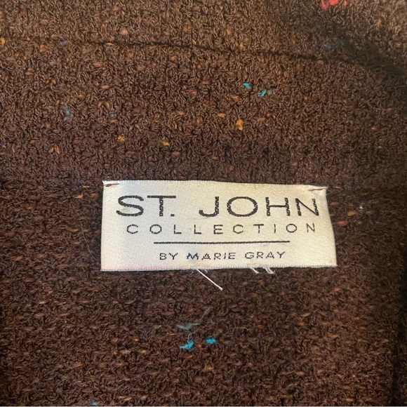 St. John Vintage Brown Santana Knit Overcoat Trench Coat - Picture 7 of 8